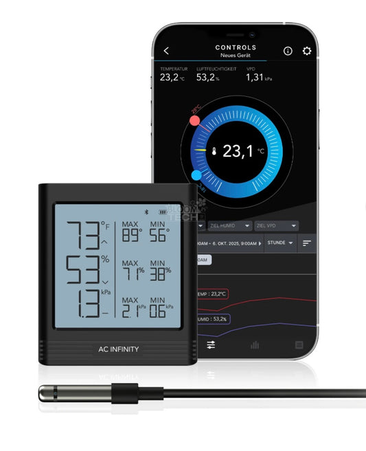 CLOUDCOM B1 AC Infinity Smart Thermo-Hygrometer mit 3,6 m Sensorsonde